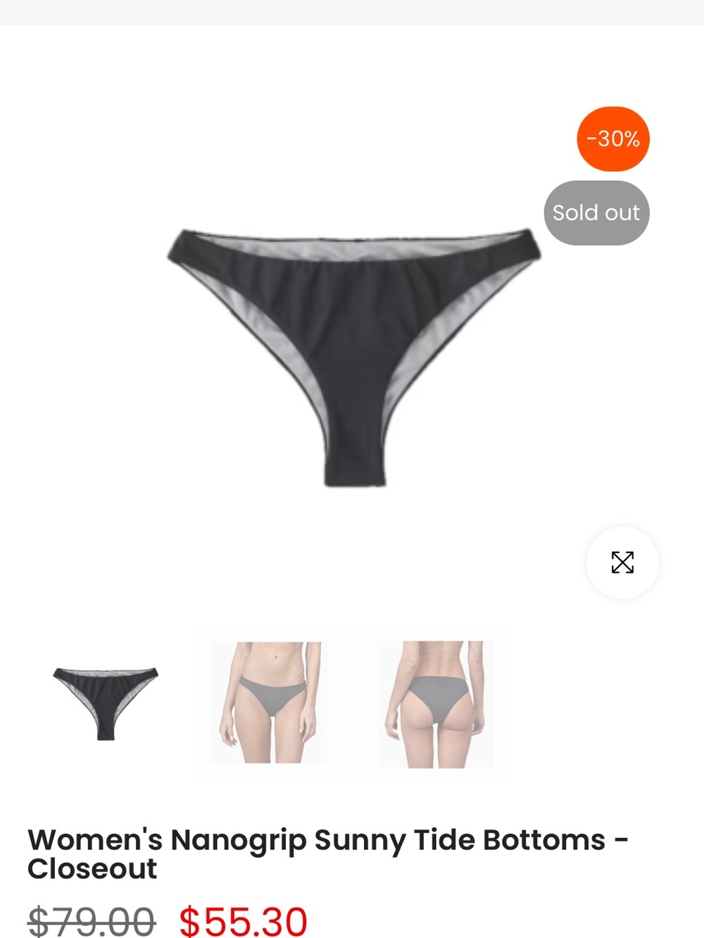 Patagonia Women's Nanogrip Sunny Tide Bikini Bottoms — Charcoal Gray